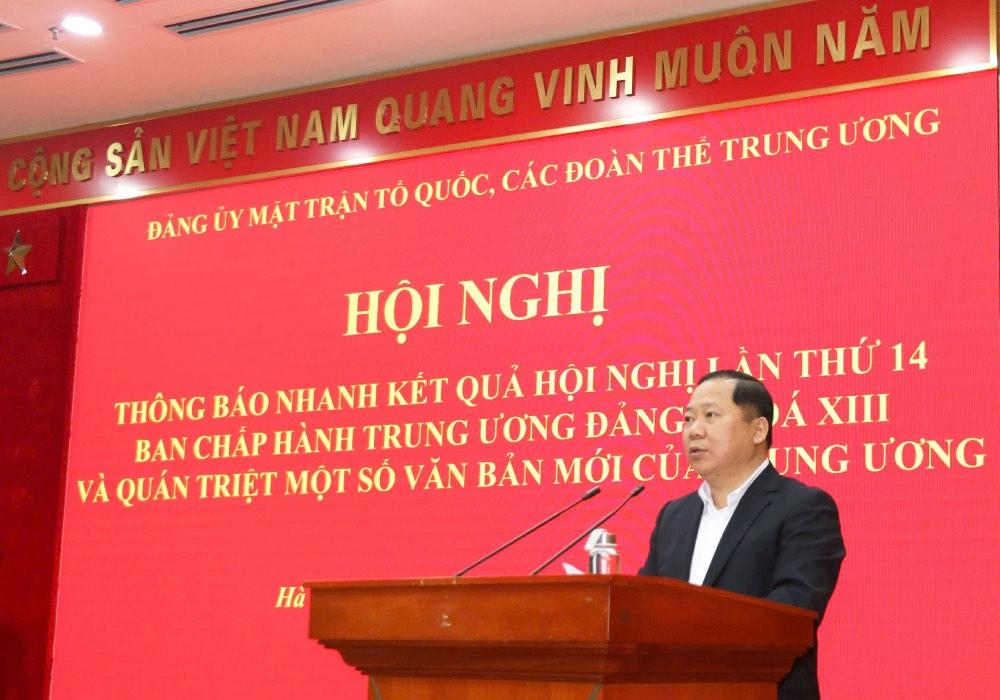 Ông Nguyễn Phi Long, Ủy viên dự khuyết Trung ương Đảng, Phó Bí thư Đảng ủy MTTQ, các đoàn thể Trung ương. Ảnh: Hà Anh